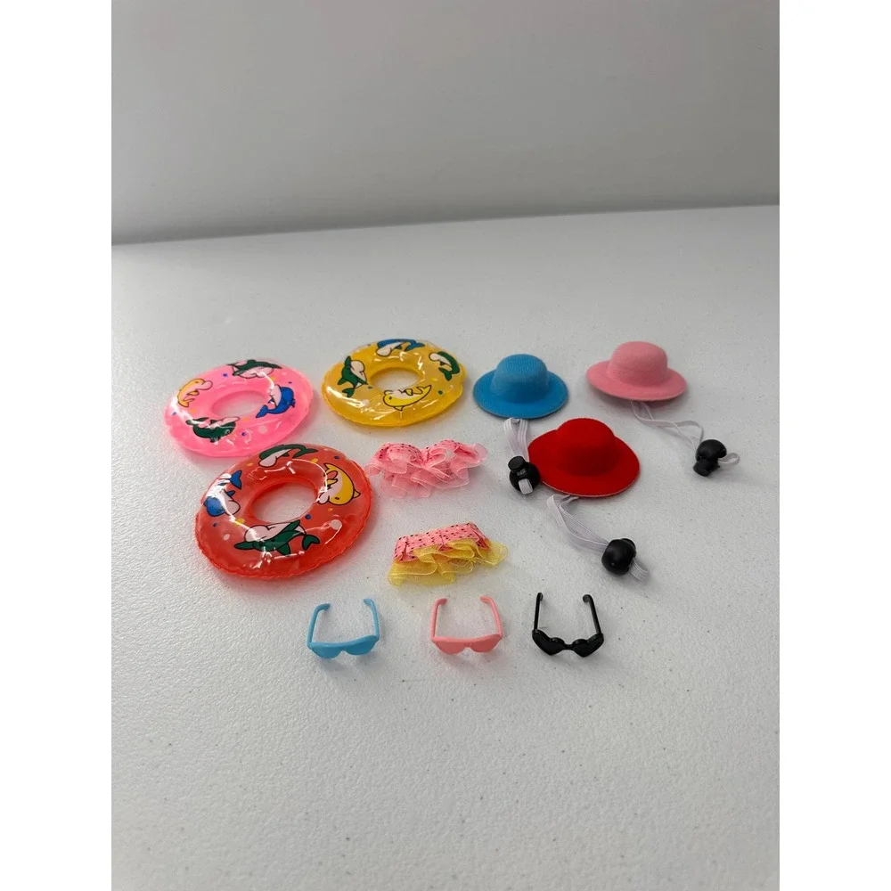 Small Desk Goose Outfits Hat Swimming Circle Glasses Skirts Set Summer Beach Toy